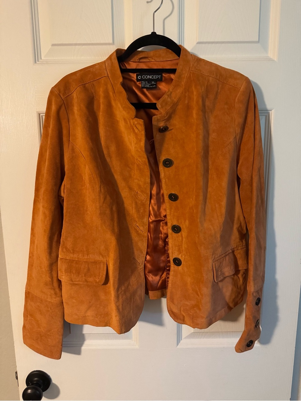 Women's Rust genuine leather Button-Front Jacket
